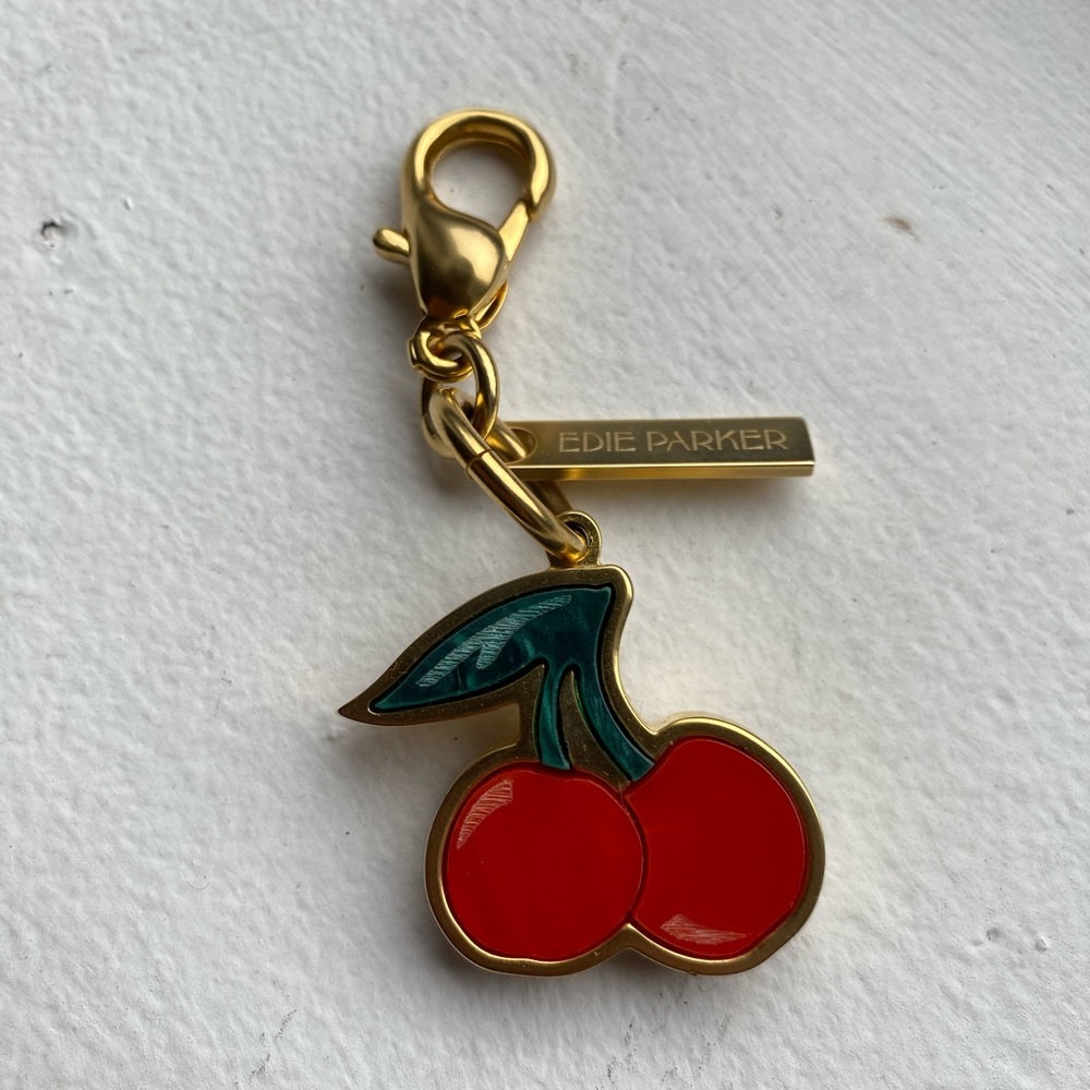 Edie Parker Gold Cherry Charm Keychain